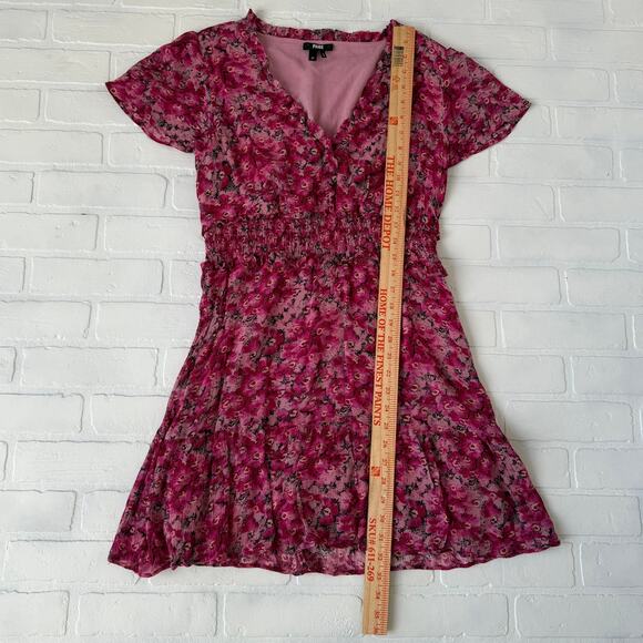 PAIGE Giannina Pink Floral Print Fit and Flare V neck Silk Dress sz M - Picture 5 of 7